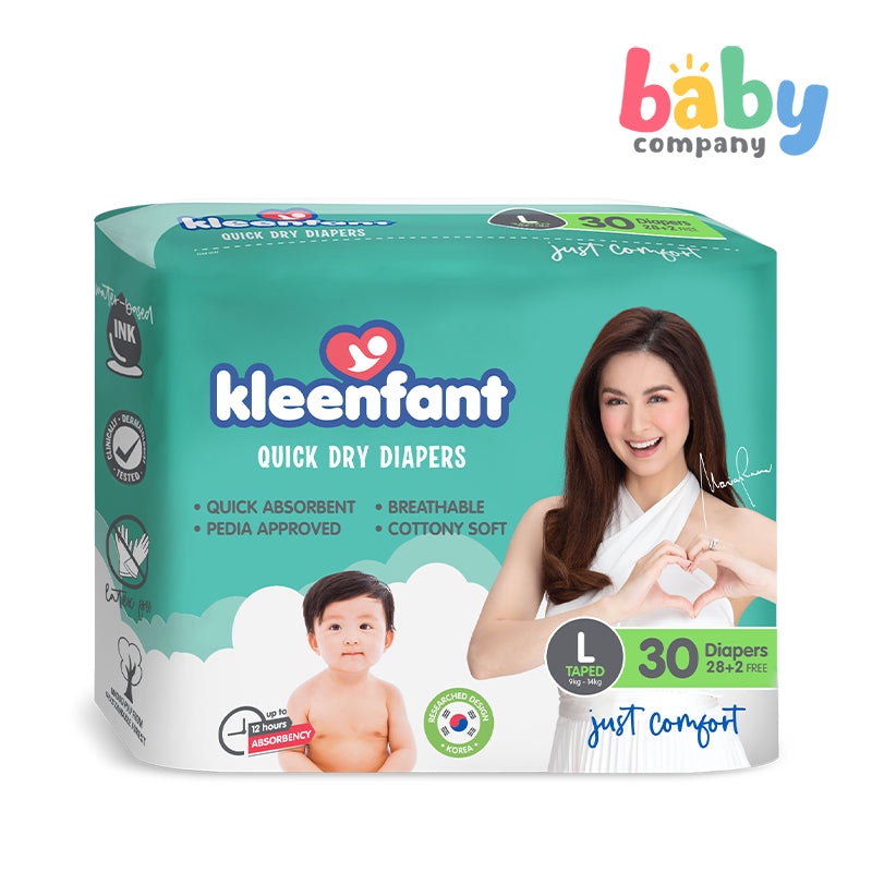 Kleenfant Quick Dry Taped Diaper - Large, 30 Pads