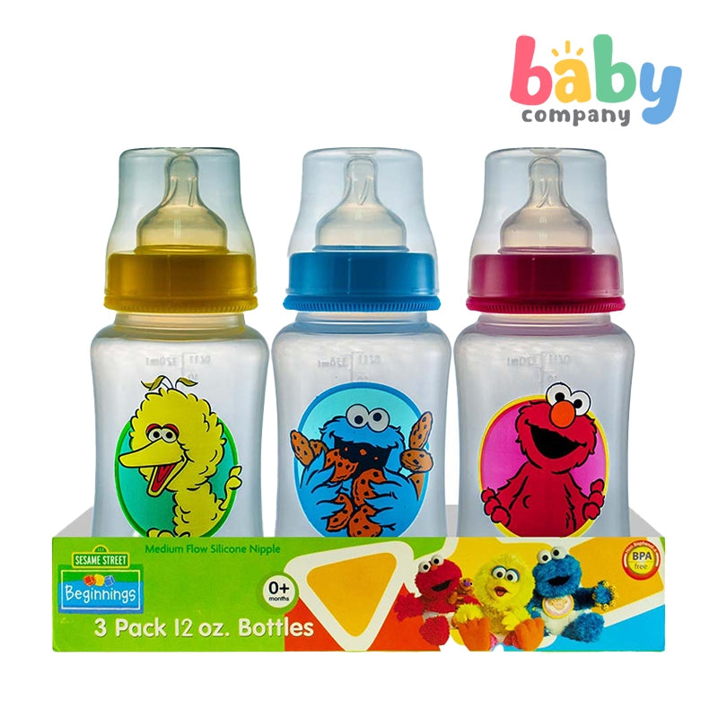 Sesame Beginings 12oz 3-Pack Wide Neck Feeding Bottle