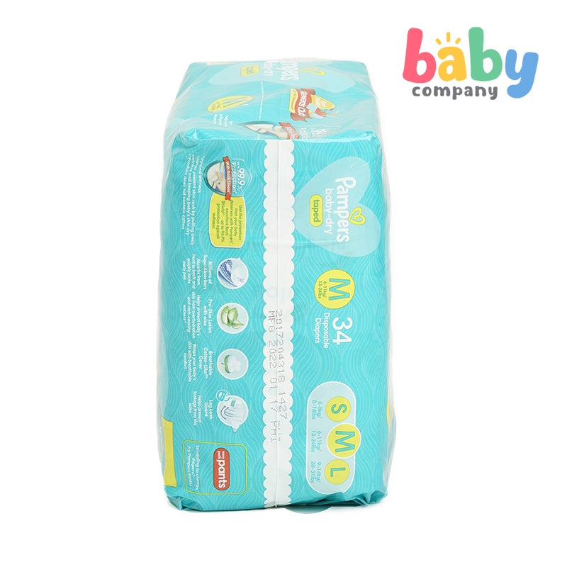 Pampers Baby Dry Taped Diapers - Jumbo Pack - Medium 34s