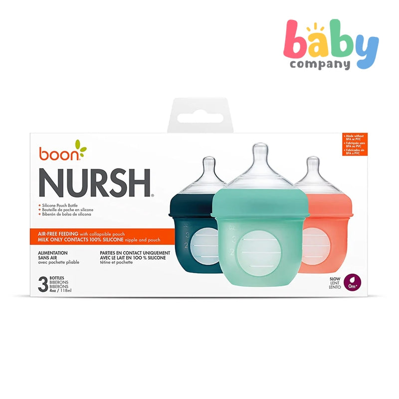 Boon 3-Pack Nursh Silicone Pouch Bottle 4oz/118ml - Multicolor Set