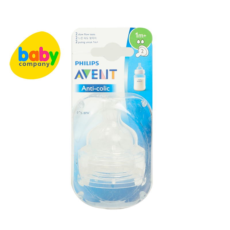 Philips Avent Anti-colic 2-pack Slow Flow Teats 1mo+