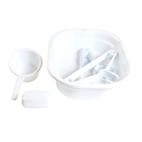 Mom & Baby Basin, Dipper, Soap Dish, and Hangers Set â€“ White