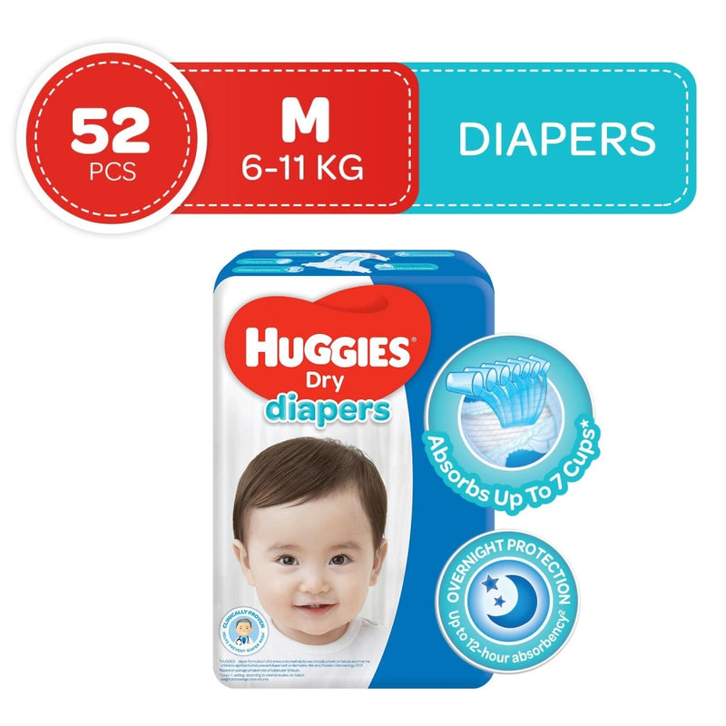 Huggies Dry Taped Diapers Medium 52s