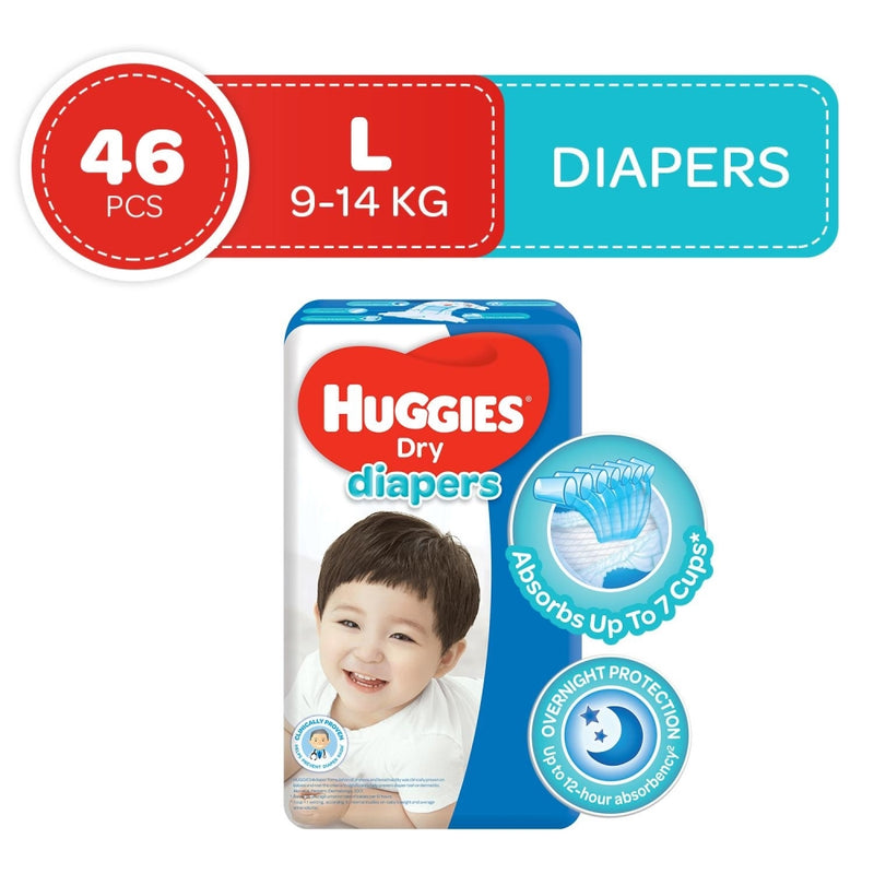 Huggies Dry Taped Diapers Large 46s