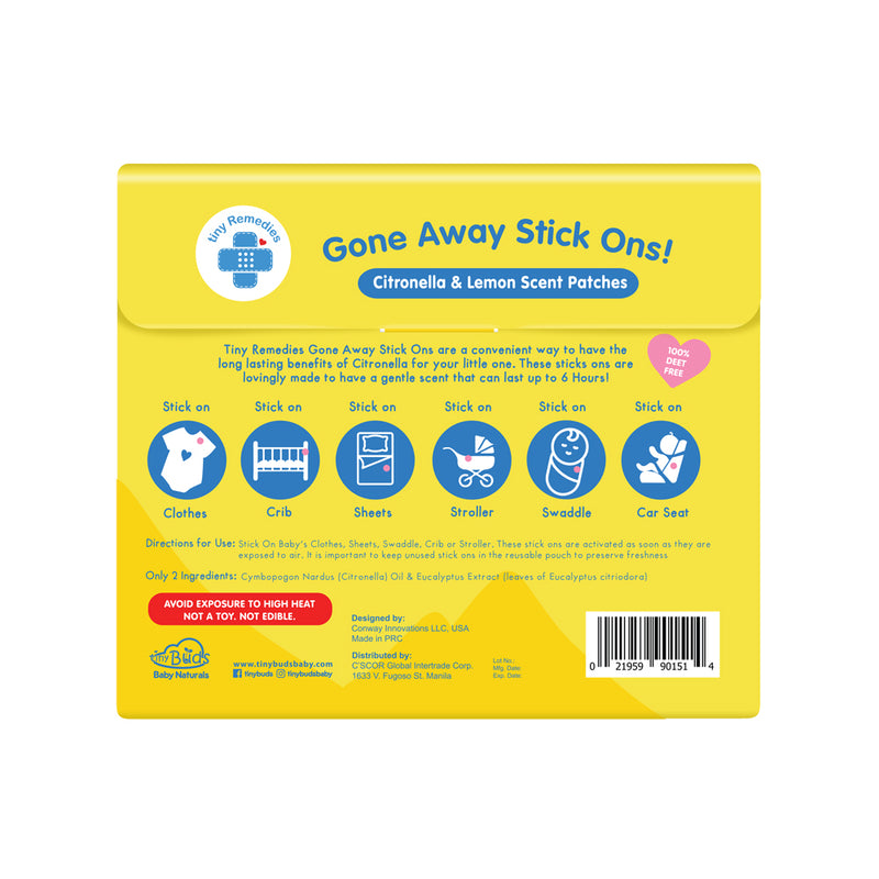 Tiny Buds 24-Piece Gone Away Stick Ons - Gentle Citronella and Lemon Scent