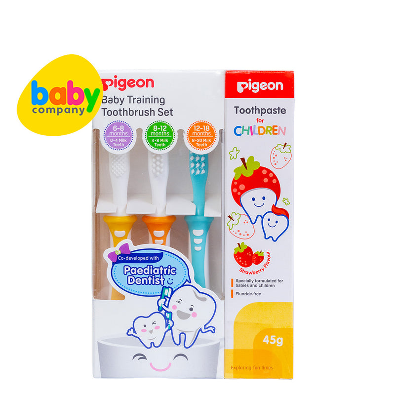 Pigeon Baby Training Toothbrush & 45g Toothpaste Set