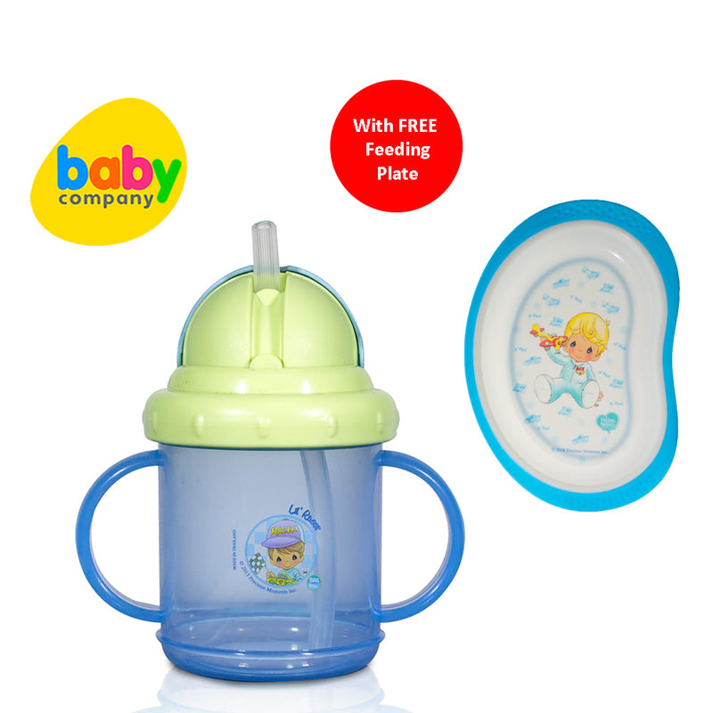 Precious Moments 2 Handle Cup with Flip Top Lid with Free Feeding Plate
