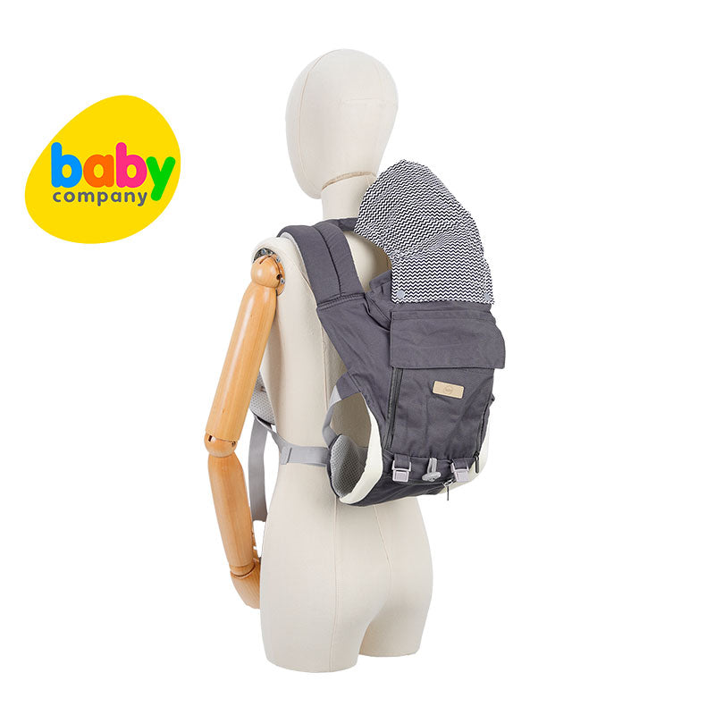 Baby Company 6-Way Hipseat Carrier w/ Hood - Blues and Greys