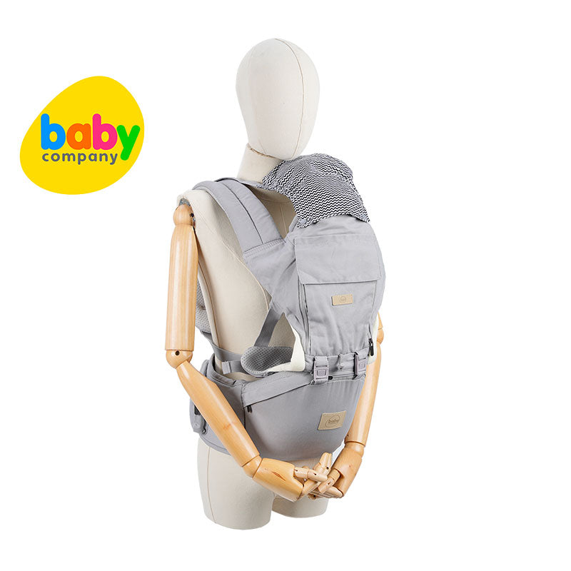 Baby Company 6-Way Hipseat Carrier w/ Hood - Blues and Greys