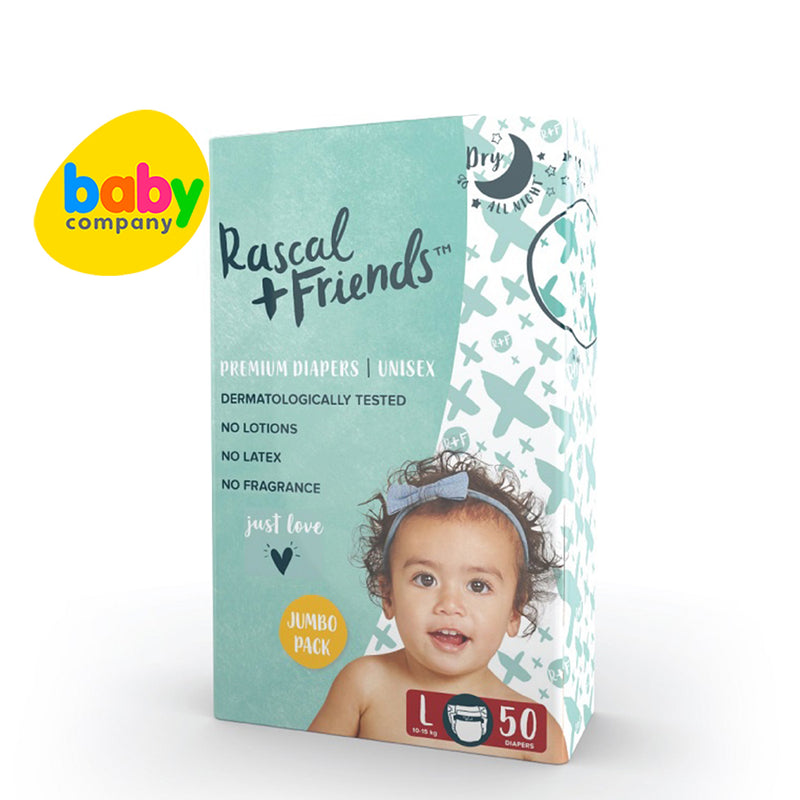 Rascal + Friends Diapers Tape Jumbo Pack - Large,  50 pads