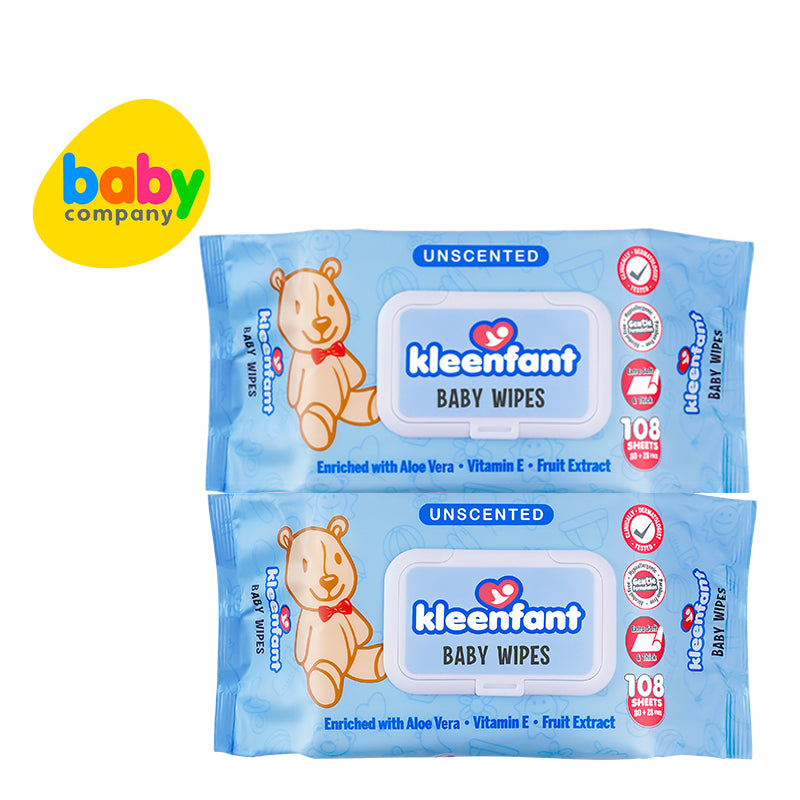 Kleenfant Unscented Baby Wipes 108 sheets Pack of 2