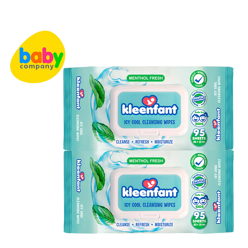 Kleenfant Icy Cool Cleansing Wipes - 95 sheets x Pack of 2