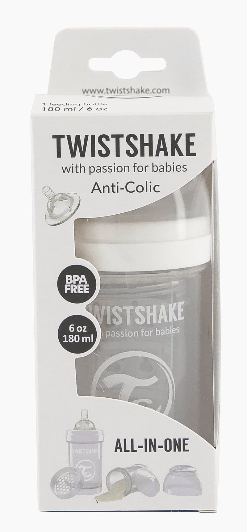 Twistshake Feeding Bottle Anti-Colic 180ml - White