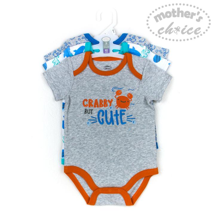 Mother's Choice Body Suit 3 Pack, Crabby but Cute