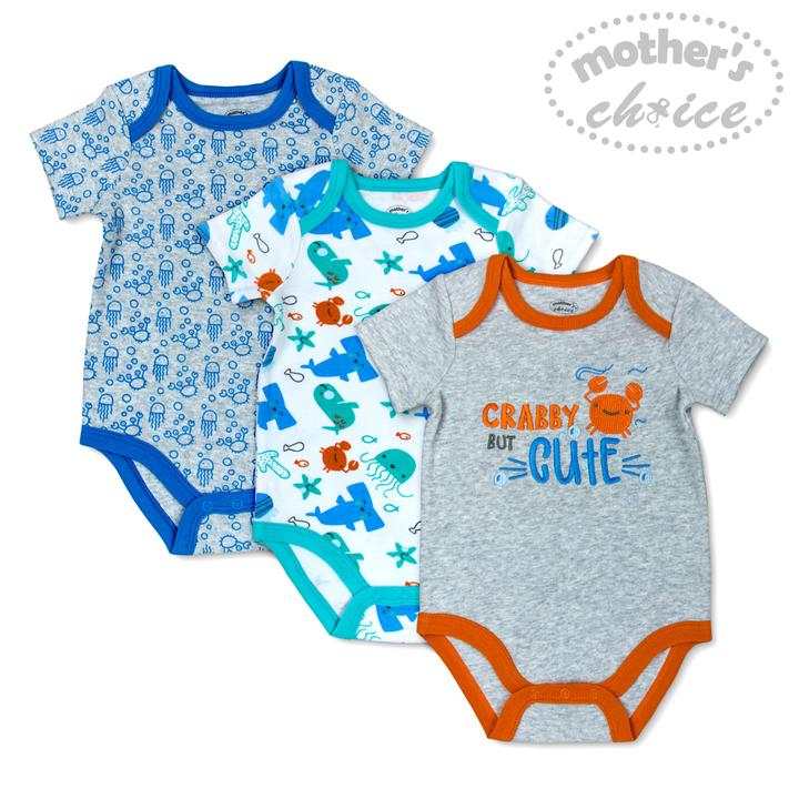 Motherâ€™s Choice Body Suit 3 Pack, Crabby but Cute