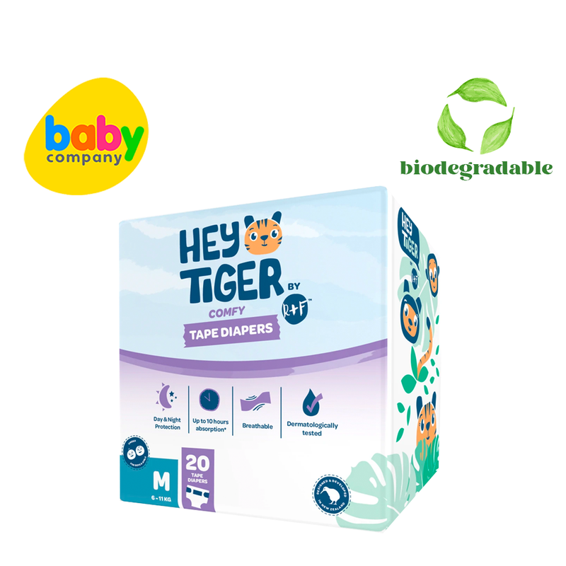 Hey Tiger Comfy Tape Diapers, Convenience Pack - Medium, 20 pads