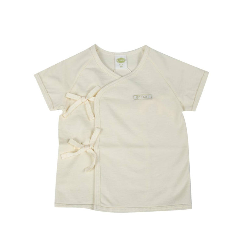 Enfant Organic Shortsleeves Tie-Side Shirt, Beige