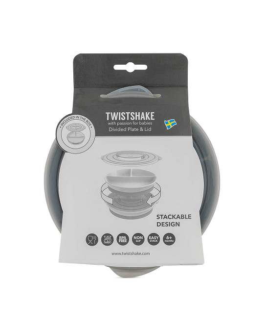 Twistshake Divided Plate 6+m - Pastel Grey