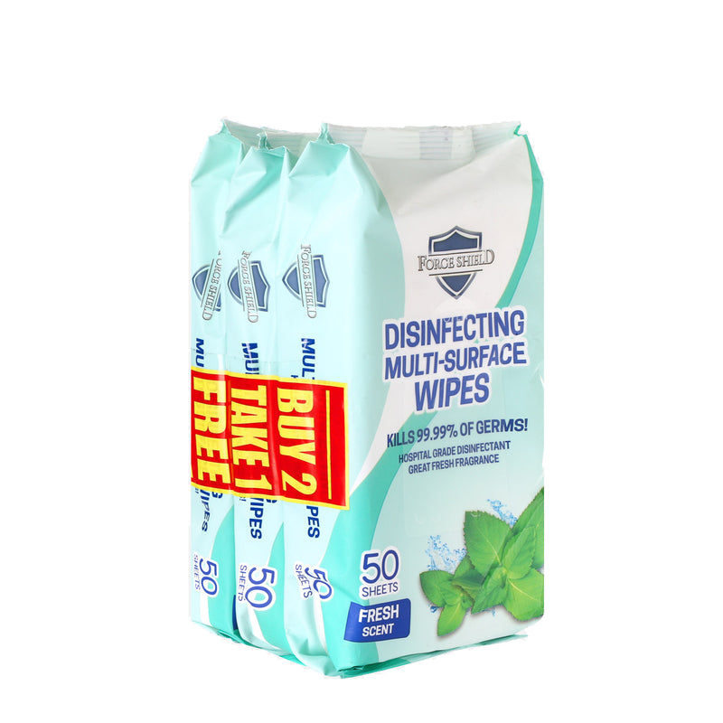 Force Shield Disinfecting Multi-Surface Wipes 50s, Fresh Mint
