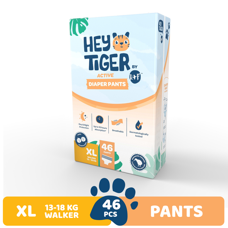 Hey Tiger Active Diaper Pants XLarge, Jumbo Pack, 46 pads