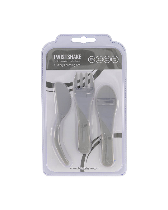 Twistshake Learn Cutlery 6+m - Pastel Grey