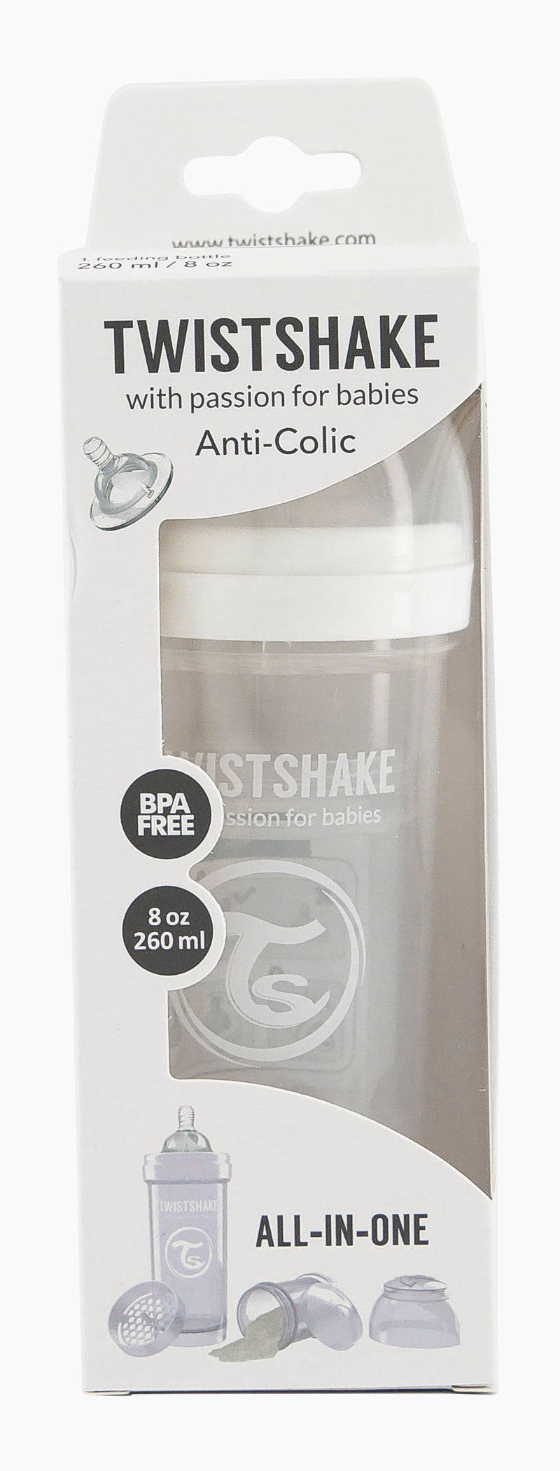 Twistshake Feeding Bottle Anti-Colic 260ml - White