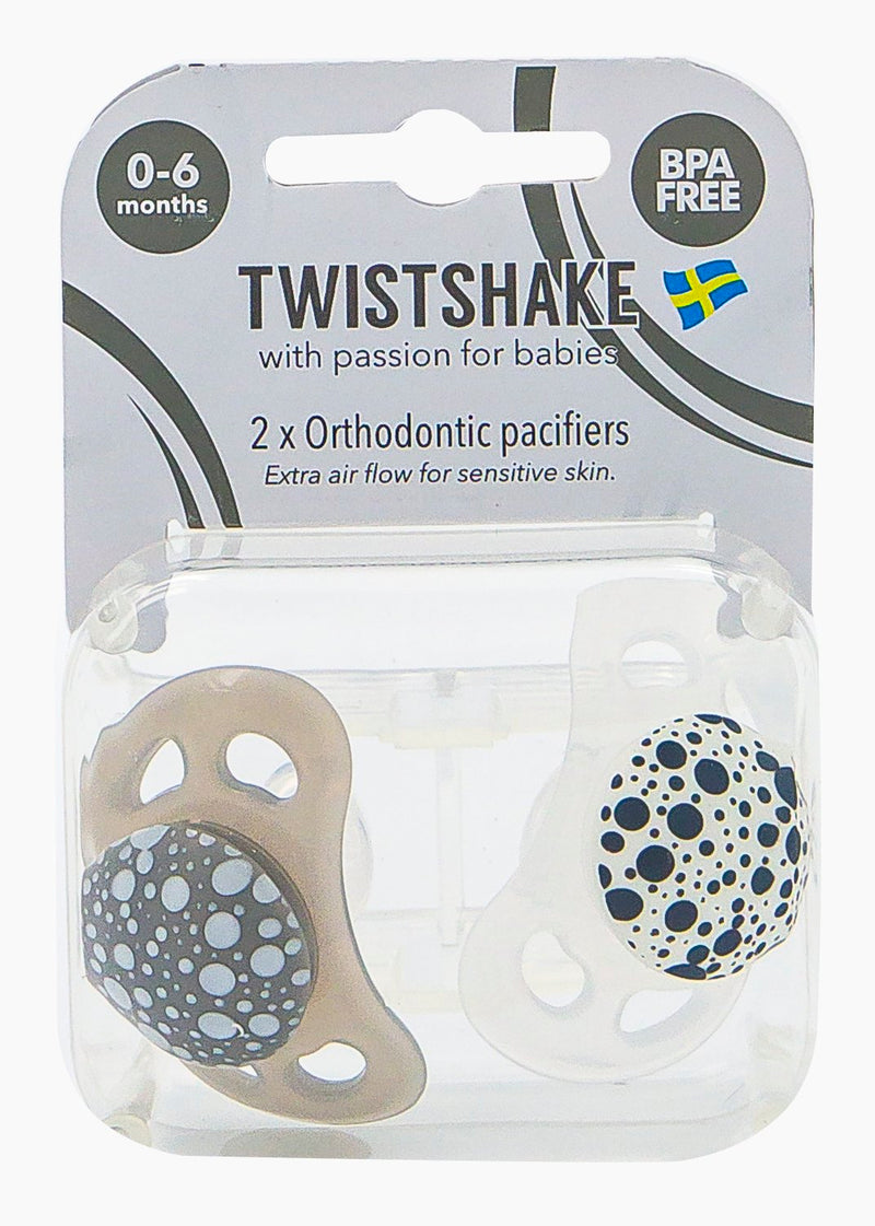 Twistshake Pacifier 0-6m 2pc/pk Pastel Grey White