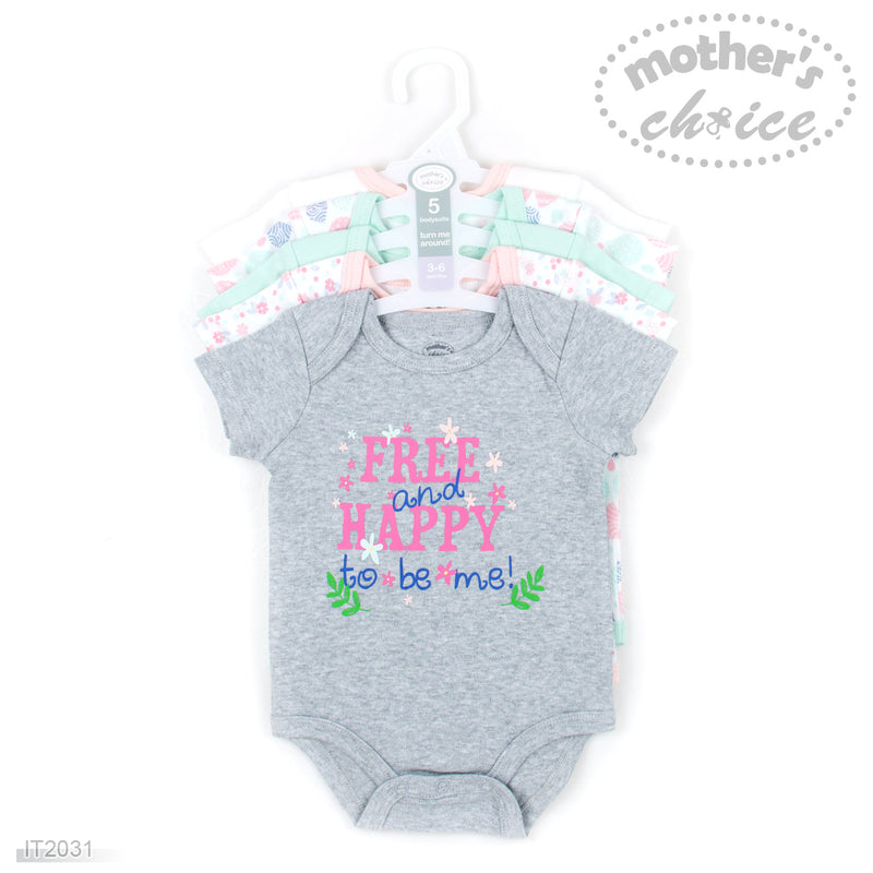 Motherâ€™s Choice Body Suit 5 Pack, Free & Happy to be Me