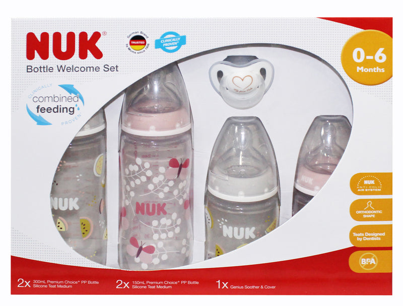 Nuk Premium Choice Bottle Welcome Set - Pink/White (U8)