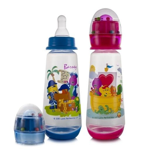 Barney 9oz Rattle Hood Bottle