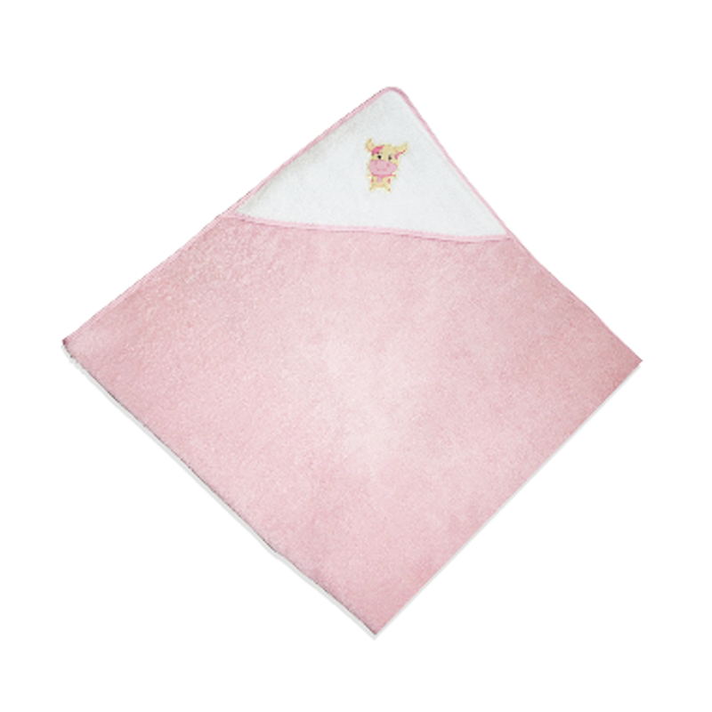 Baby Martel Hooded Towel Ms. Moo - Powder Pink