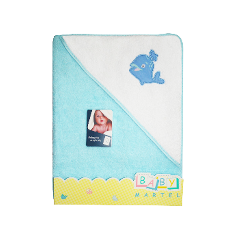 Baby Martel Hooded Towel Whale - Castle Blue