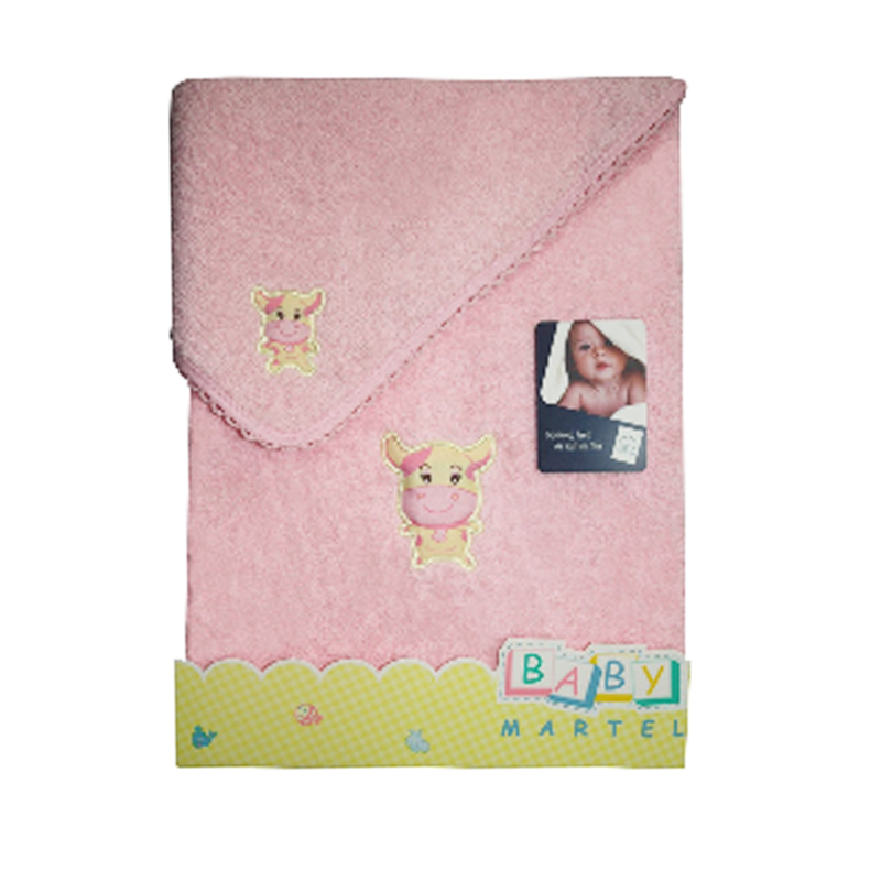 Baby Martel Bath Towel Ms. Moo - Powder Pink