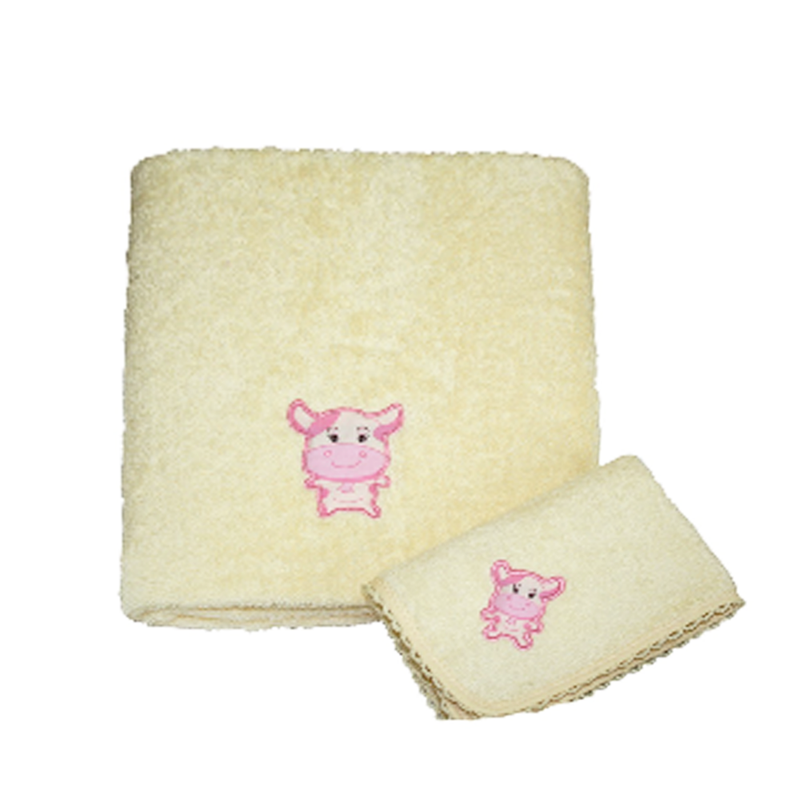 Baby Martel Bath Towel Ms. Moo - Soft Maize