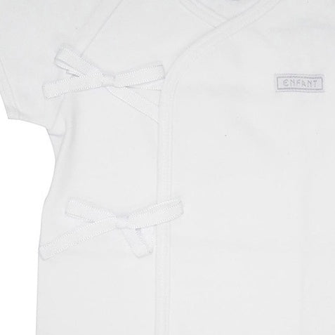Enfant Baby Side-Snap Short-Sleeve Shirt White