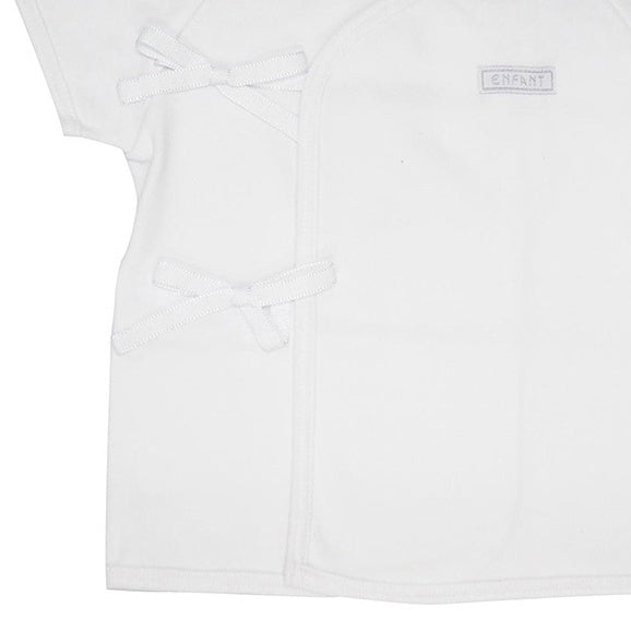 Enfant Baby Side-Snap Short-Sleeve Shirt White