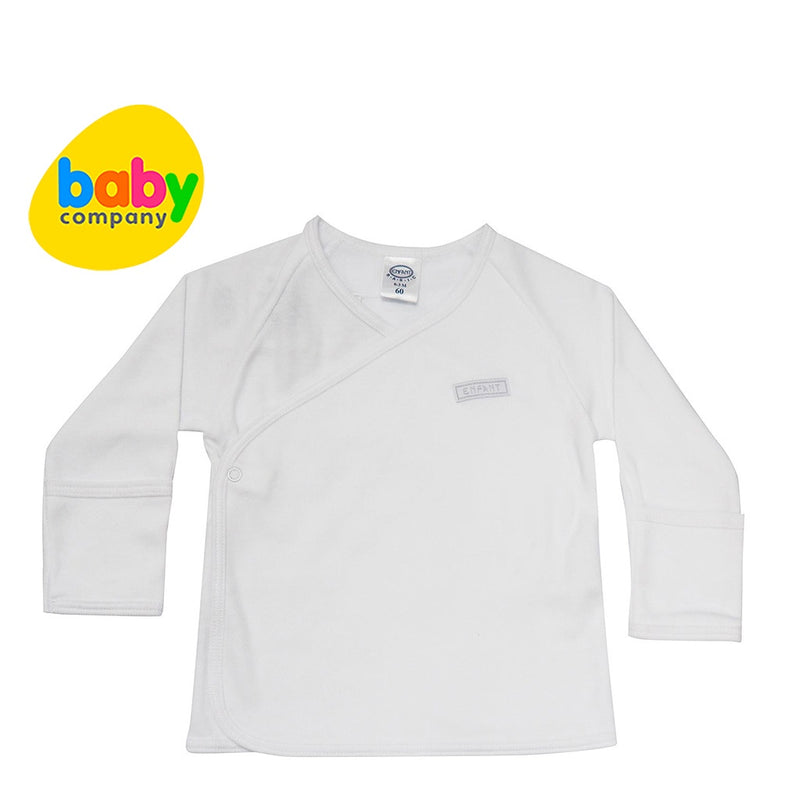 Enfant Baby Side-Snap Long-Sleeve Shirt White